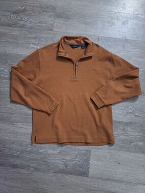 Scott Barber Pima Cotton Men's Zip-Neck Pullover Long Sleeve- Brown